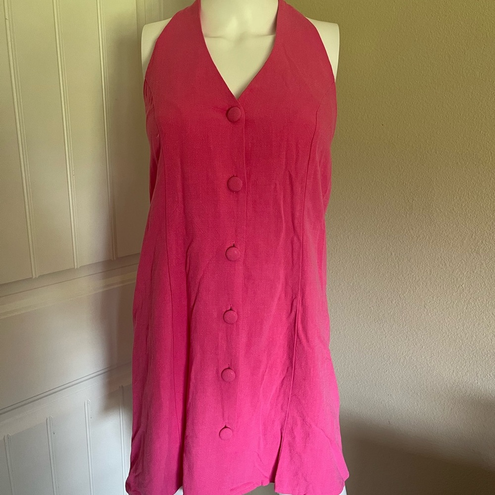 NEW WITH TAGS Hot Pink Halter Mini Dress